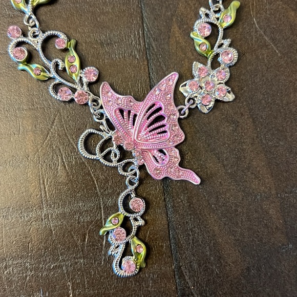 Fairy core Pink rhinestone butterfly necklace. Lots of SPARKLE. ✨ - Picture 3 of 4